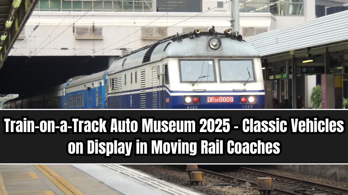 Train-on-a-Track Auto Museum 2025 – Classic Vehicles on Display in Moving Rail Coaches
